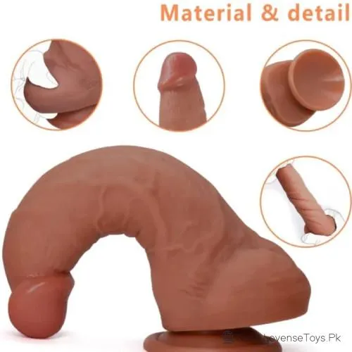Realistic Silicone Dildo with Curved Shaft and Balls