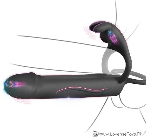 Vibrating Anal Butt Plug With Cock Ring Rabbit Clitoral Stimulator