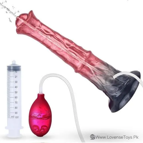 Realistic Water Spray red Horse Dildo Tube