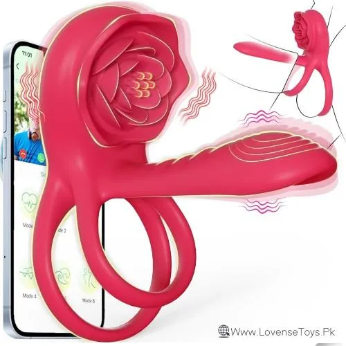 Vibrating Cock Ring Penis Sleeve with Rose